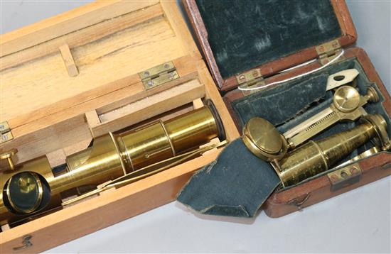 A Regency pocket microscope and a late Victorian cased microscope